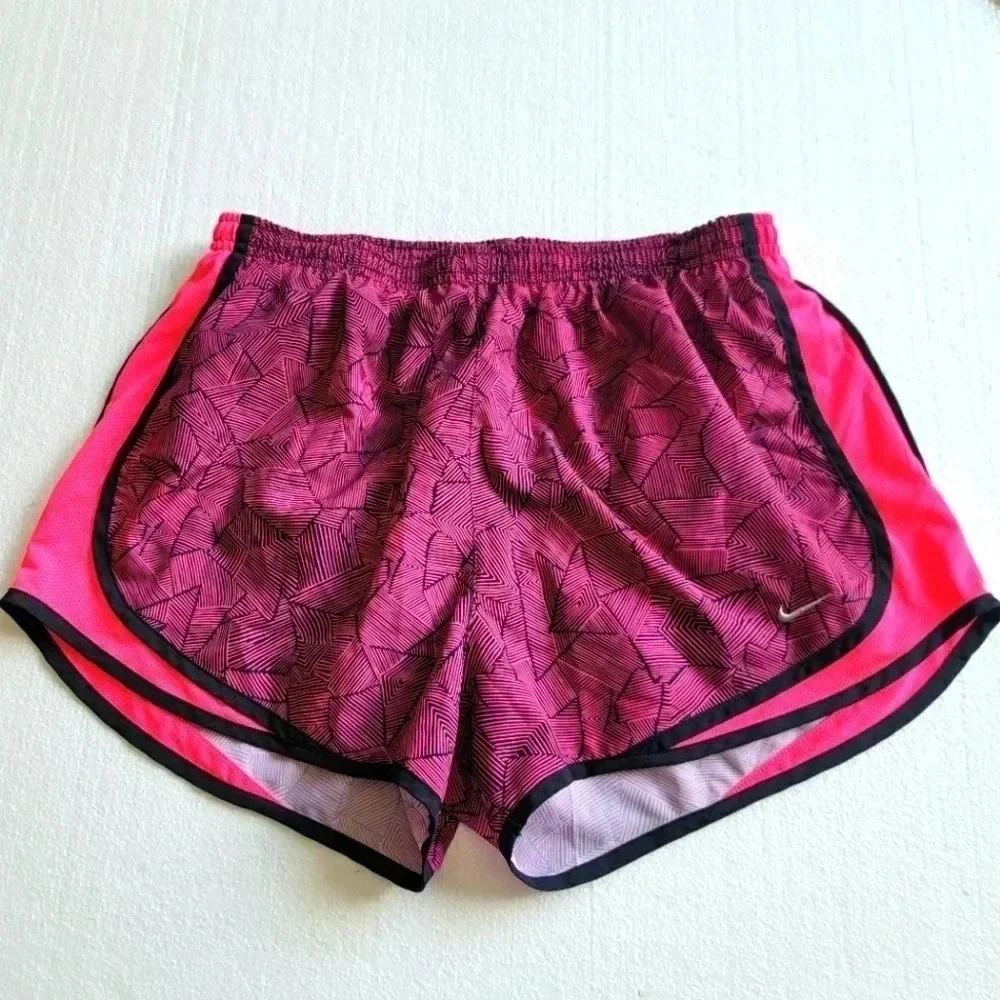 Nike Dri-Fit Loose Fit Athletic Running Shorts Womens L Liner Neon Pink Black